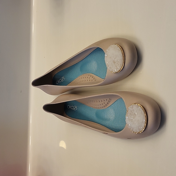 OKAB Izzie Matte Ballet Flats With Oval Stone Shoe Size 9 - Picture 6 of 12